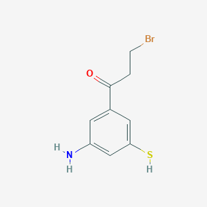 molecular formula C9H10BrNOS B14051971 1-(3-Amino-5-mercaptophenyl)-3-bromopropan-1-one 