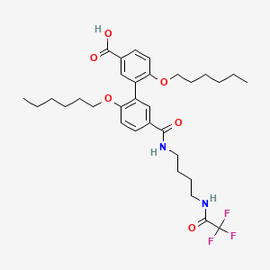 2',6-Bis(hexyloxy)-5'-((4-(2,2,2-trifluoroacetamido)butyl)carbamoyl)-[1,1'-biphenyl]-3-carboxylic acid