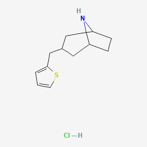 molecular formula C12H18ClNS B1405207 3-(噻吩-2-基甲基)-8-氮杂双环[3.2.1]辛烷盐酸盐 CAS No. 1824266-72-9