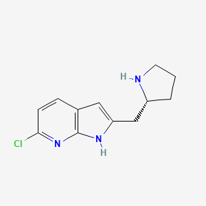 molecular formula C12H14ClN3 B14052081 1H-Pyrrolo[2,3-b]pyridine, 6-chloro-2-[(2R)-2-pyrrolidinylmethyl]- 