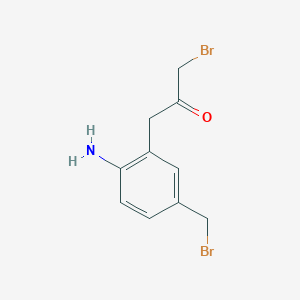 molecular formula C10H11Br2NO B14052093 1-(2-Amino-5-(bromomethyl)phenyl)-3-bromopropan-2-one 