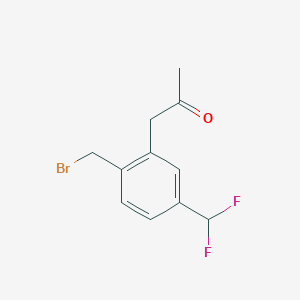 molecular formula C11H11BrF2O B14052126 1-(2-(Bromomethyl)-5-(difluoromethyl)phenyl)propan-2-one 