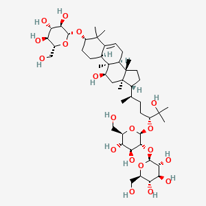 molecular formula C48H82O19 B14052151 (2R,3R,4S,5S,6R)-2-[[(3S,8S,9R,10S,11R,13R,14S,17R)-17-[(2R,5R)-5-[(2S,3R,4S,5S,6R)-4,5-dihydroxy-6-(hydroxymethyl)-3-[(2S,3R,4S,5S,6R)-3,4,5-trihydroxy-6-(hydroxymethyl)oxan-2-yl]oxyoxan-2-yl]oxy-6-hydroxy-6-methylheptan-2-yl]-11-hydroxy-4,4,9,13,14-pentamethyl-2,3,7,8,10,11,12,15,16,17-decahydro-1H-cyclopenta[a]phenanthren-3-yl]oxy]-6-(hydroxymethyl)oxane-3,4,5-triol 