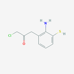 molecular formula C9H10ClNOS B14052158 1-(2-Amino-3-mercaptophenyl)-3-chloropropan-2-one 