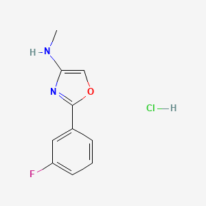 molecular formula C10H10ClFN2O B14052181 2-(3-fluorophenyl)-N-methyl-1,3-oxazol-4-amine;hydrochloride 