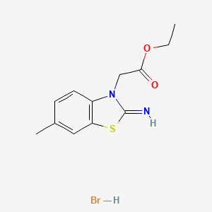 molecular formula C12H15BrN2O2S B1405220 乙酸2-(2-亚氨基-6-甲基苯并[d]噻唑-3(2H)-基)酯氢溴酸盐 CAS No. 2034155-00-3