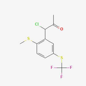 molecular formula C11H10ClF3OS2 B14052222 1-Chloro-1-(2-(methylthio)-5-(trifluoromethylthio)phenyl)propan-2-one 