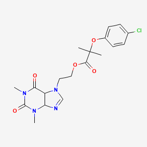 molecular formula C19H23ClN4O5 B14052227 2-(1,3-Dimethyl-2,6-dioxo-4,5-dihydropurin-7-yl)ethyl 2-(4-chlorophenoxy)-2-methylpropanoate 