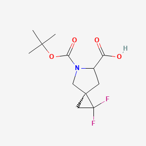 molecular formula C12H17F2NO4 B14052237 (3S)-2,2-difluoro-5-[(2-methylpropan-2-yl)oxycarbonyl]-5-azaspiro[2.4]heptane-6-carboxylic acid 