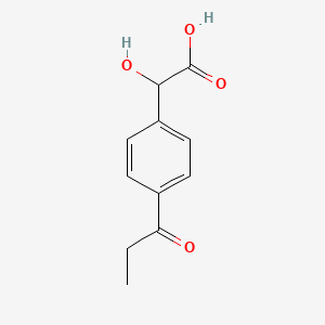 molecular formula C11H12O4 B14052291 1-(4-(Carboxy(hydroxy)methyl)phenyl)propan-1-one 