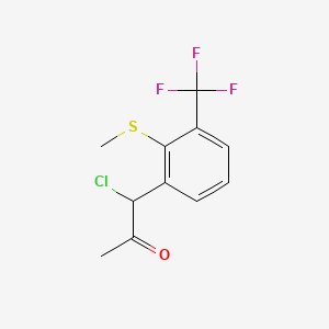 molecular formula C11H10ClF3OS B14052307 1-Chloro-1-(2-(methylthio)-3-(trifluoromethyl)phenyl)propan-2-one 