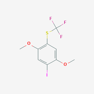 molecular formula C9H8F3IO2S B14052308 1,4-Dimethoxy-2-iodo-5-(trifluoromethylthio)benzene 