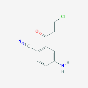 molecular formula C10H9ClN2O B14052326 1-(5-Amino-2-cyanophenyl)-3-chloropropan-1-one 