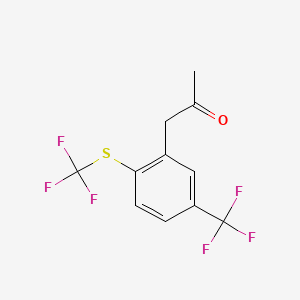 molecular formula C11H8F6OS B14052367 1-(5-(Trifluoromethyl)-2-(trifluoromethylthio)phenyl)propan-2-one 