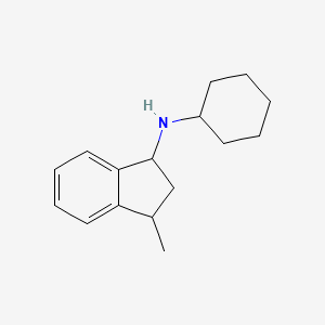 molecular formula C16H23N B14052379 Cyclohexyl-(3-methyl-indan-1-YL)-amine 