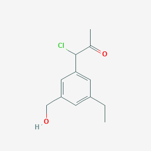 molecular formula C12H15ClO2 B14052387 1-Chloro-1-(3-ethyl-5-(hydroxymethyl)phenyl)propan-2-one 