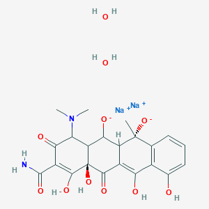 molecular formula C22H26N2Na2O11 B14052389 disodium;(6S,12aR)-2-carbamoyl-4-(dimethylamino)-1,10,11,12a-tetrahydroxy-6-methyl-3,12-dioxo-4,4a,5,5a-tetrahydrotetracene-5,6-diolate;dihydrate 