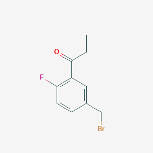 molecular formula C10H10BrFO B14052409 1-(5-(Bromomethyl)-2-fluorophenyl)propan-1-one 