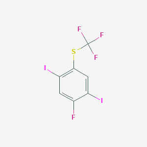 molecular formula C7H2F4I2S B14052416 1,4-Diiodo-2-fluoro-5-(trifluoromethylthio)benzene 