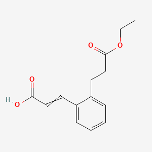 molecular formula C14H16O4 B14052462 (E)-3-(2-(3-ethoxy-3-oxopropyl)phenyl)acrylic acid 