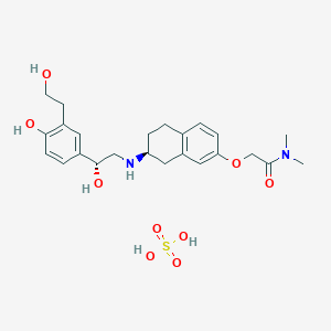 2-[[(7S)-7-[[(2R)-2-hydroxy-2-[4-hydroxy-3-(2-hydroxyethyl)phenyl]ethyl]amino]-5,6,7,8-tetrahydronaphthalen-2-yl]oxy]-N,N-dimethylacetamide;sulfuric acid