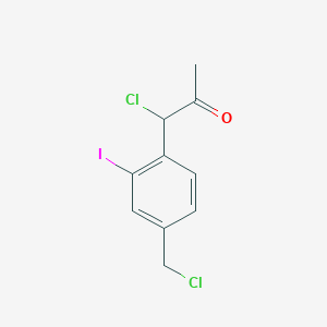 molecular formula C10H9Cl2IO B14052472 1-Chloro-1-(4-(chloromethyl)-2-iodophenyl)propan-2-one 