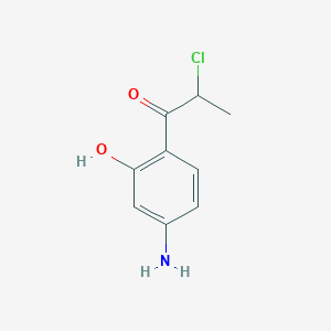 molecular formula C9H10ClNO2 B14052539 1-(4-Amino-2-hydroxyphenyl)-2-chloropropan-1-one 