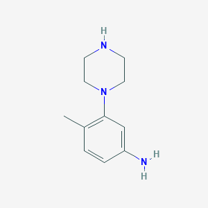 molecular formula C11H17N3 B14052554 4-Methyl-3-(piperazin-1-yl)aniline 