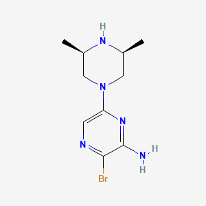 molecular formula C10H16BrN5 B14052559 3-Bromo-6-((3S,5R)-3,5-dimethylpiperazin-1-yl)pyrazin-2-amine 