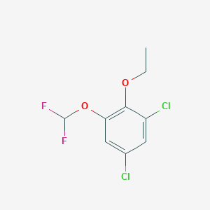 molecular formula C9H8Cl2F2O2 B14052600 1,5-Dichloro-3-difluoromethoxy-2-ethoxybenzene 