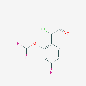 molecular formula C10H8ClF3O2 B14052627 1-Chloro-1-(2-(difluoromethoxy)-4-fluorophenyl)propan-2-one 