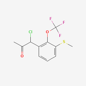 molecular formula C11H10ClF3O2S B14052633 1-Chloro-1-(3-(methylthio)-2-(trifluoromethoxy)phenyl)propan-2-one 