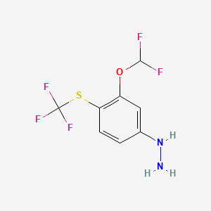 molecular formula C8H7F5N2OS B14052665 1-(3-(Difluoromethoxy)-4-(trifluoromethylthio)phenyl)hydrazine 