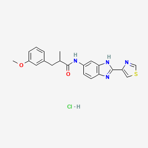 molecular formula C21H21ClN4O2S B14052729 3-(3-Methoxyphenyl)-2-Methyl-N-(2-(thiazol-4-yl)-1H-benzo[d]iMidazol-5-yl)propanaMide HCl 