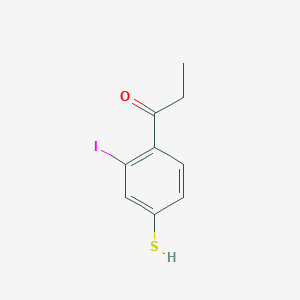 molecular formula C9H9IOS B14052770 1-(2-Iodo-4-mercaptophenyl)propan-1-one 