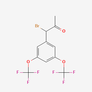 molecular formula C11H7BrF6O3 B14052771 1-(3,5-Bis(trifluoromethoxy)phenyl)-1-bromopropan-2-one 