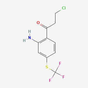 molecular formula C10H9ClF3NOS B14052824 1-(2-Amino-4-(trifluoromethylthio)phenyl)-3-chloropropan-1-one 