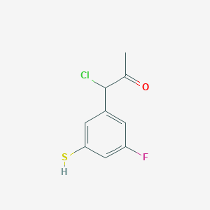 molecular formula C9H8ClFOS B14052848 1-Chloro-1-(3-fluoro-5-mercaptophenyl)propan-2-one 