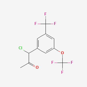 molecular formula C11H7ClF6O2 B14052892 1-Chloro-1-(3-(trifluoromethoxy)-5-(trifluoromethyl)phenyl)propan-2-one 