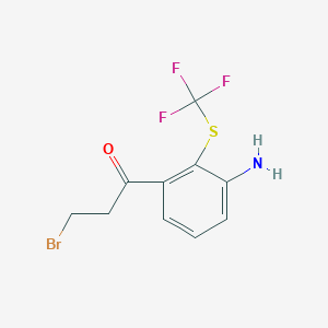 molecular formula C10H9BrF3NOS B14052964 1-(3-Amino-2-(trifluoromethylthio)phenyl)-3-bromopropan-1-one 