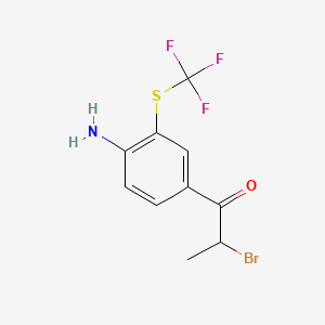 molecular formula C10H9BrF3NOS B14053003 1-(4-Amino-3-(trifluoromethylthio)phenyl)-2-bromopropan-1-one 