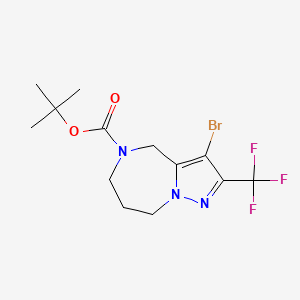 molecular formula C13H17BrF3N3O2 B14053012 tert-butyl 3-bromo-2-(trifluoromethyl)-7,8-dihydro-4H-pyrazolo[1,5-a][1,4]diazepine-5(6H)-carboxylate 