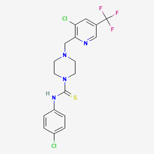 molecular formula C18H17Cl2F3N4S B1405304 4-(3-Chloro-5-trifluoromethyl-pyridin-2-ylmethyl)-piperazine-1-carbothioic acid (4-chloro-phenyl)-amide CAS No. 1311278-34-8
