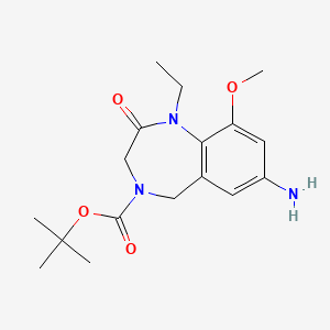 molecular formula C17H25N3O4 B14053061 tert-butyl 7-amino-1-ethyl-9-methoxy-2-oxo-2,3-dihydro-1H-benzo[e][1,4]diazepine-4(5H)-carboxylate 