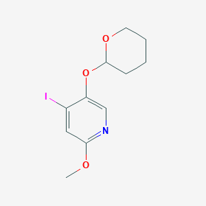 molecular formula C11H14INO3 B14053063 4-Iodo-2-methoxy-5-((tetrahydro-2H-pyran-2-yl)oxy)pyridine 