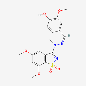 4-[(Z)-[(5,7-dimethoxy-1,1-dioxo-1,2-benzothiazol-3-yl)-methylhydrazinylidene]methyl]-2-methoxyphenol