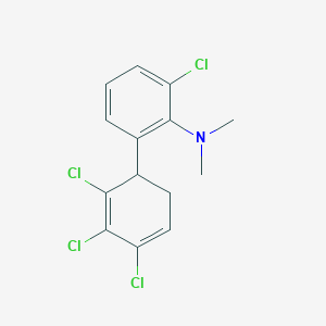 molecular formula C14H13Cl4N B14053137 [2-Chloro-6-(2,3,4-trichlorocyclohexa-2,4-dienyl)-phenyl]-dimethyl-amine 