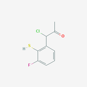 molecular formula C9H8ClFOS B14053146 1-Chloro-1-(3-fluoro-2-mercaptophenyl)propan-2-one 