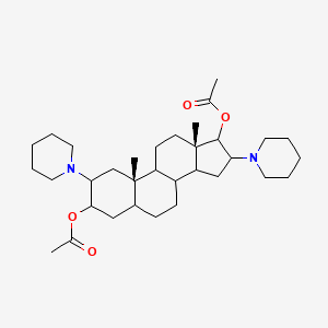 molecular formula C33H54N2O4 B14053189 [(10S,13S)-17-acetyloxy-10,13-dimethyl-2,16-di(piperidin-1-yl)-2,3,4,5,6,7,8,9,11,12,14,15,16,17-tetradecahydro-1H-cyclopenta[a]phenanthren-3-yl] acetate 