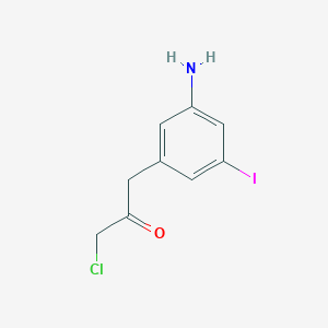 molecular formula C9H9ClINO B14053201 1-(3-Amino-5-iodophenyl)-3-chloropropan-2-one 